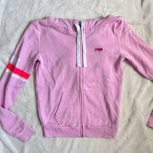 light pink Victoria’s Secret “Love Pink” zip up hoodie